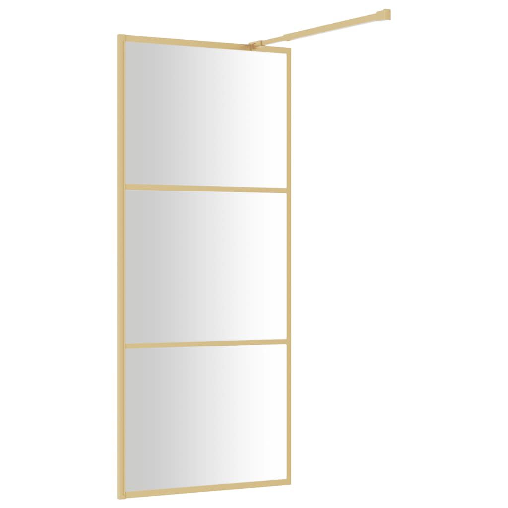 vidaXL Mampara puerta de ducha vidrio transparente ESG dorado 80x195cm