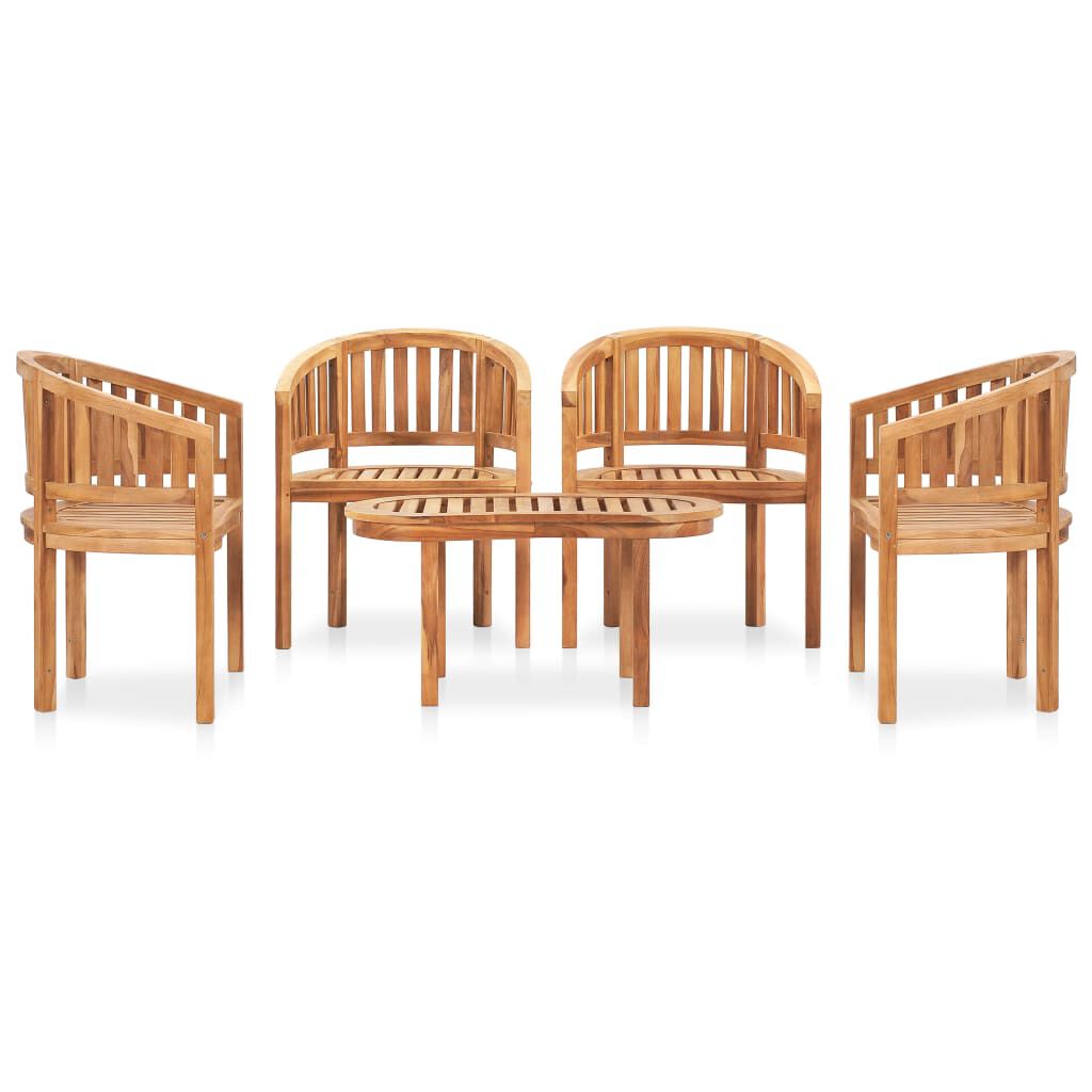 vidaXL Juego de muebles de jardín 5 piezas madera maciza de teca