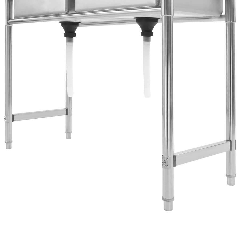vidaXL Fregadero de cocina con doble seno acero inoxidable