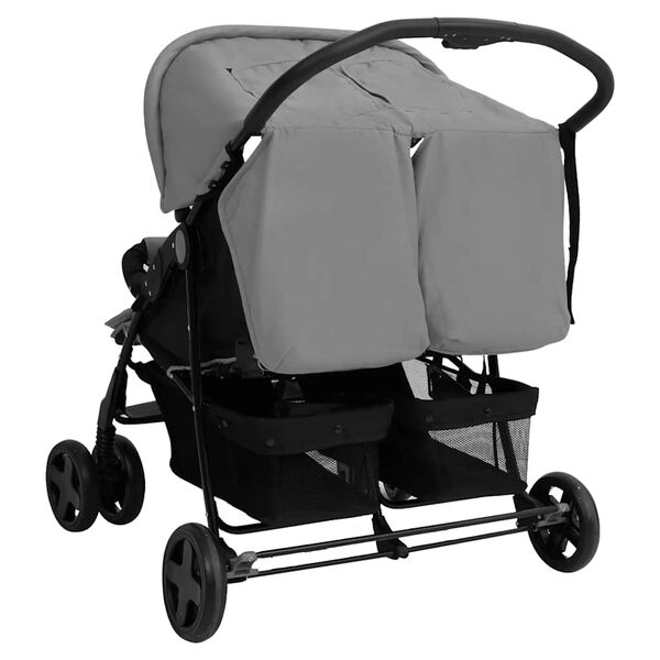 vidaXL Carrito para gemelos de acero gris claro