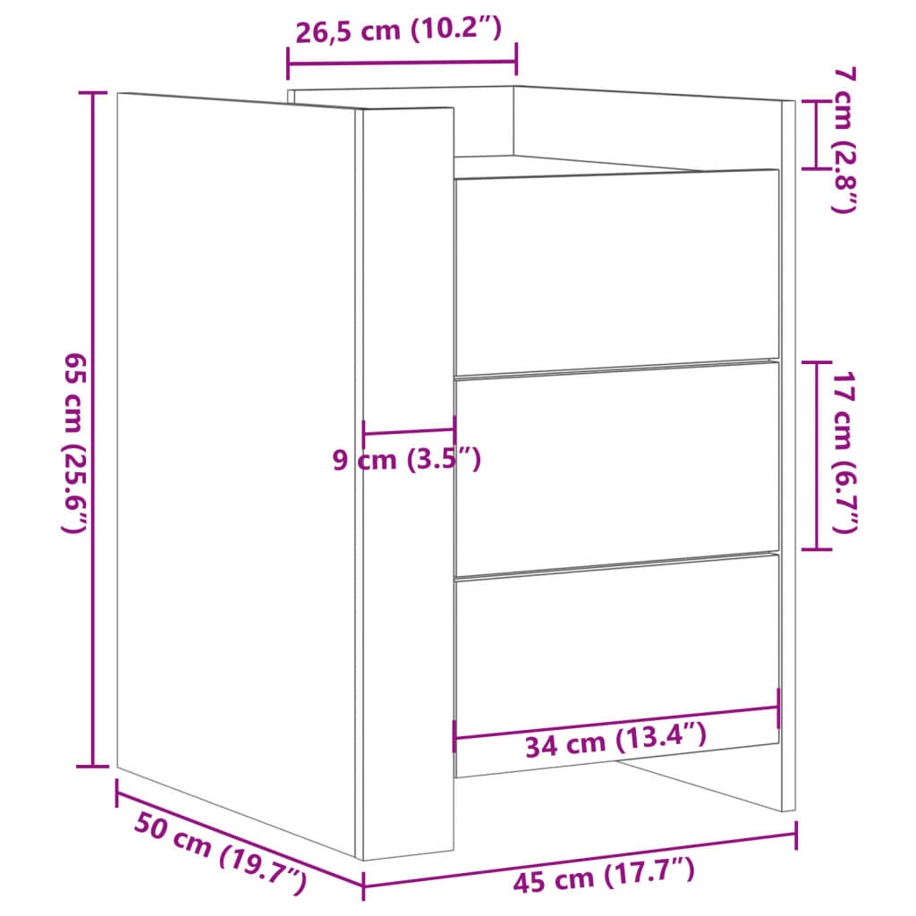 vidaXL Mesita de noche madera de ingeniería blanco 45x50x65 cm