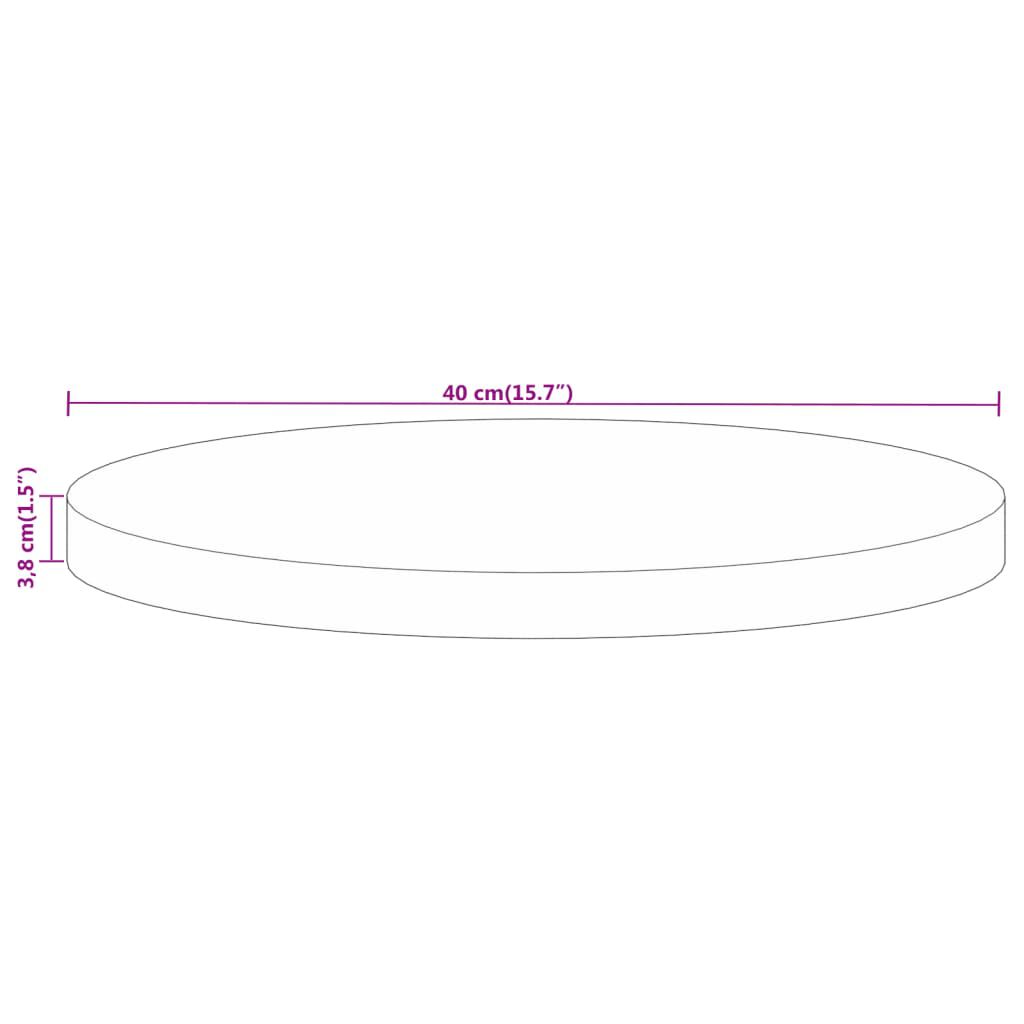 vidaXL Tablero de mesa redondo madera maciza mango rugosa Ø 40x3,8 cm