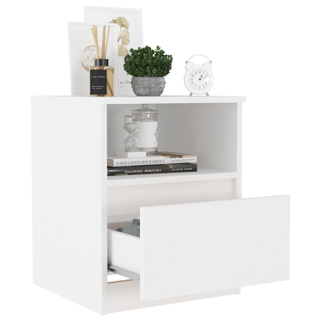 vidaXL Mesita de noche blanco madera contrachapada 40x40x50 cm