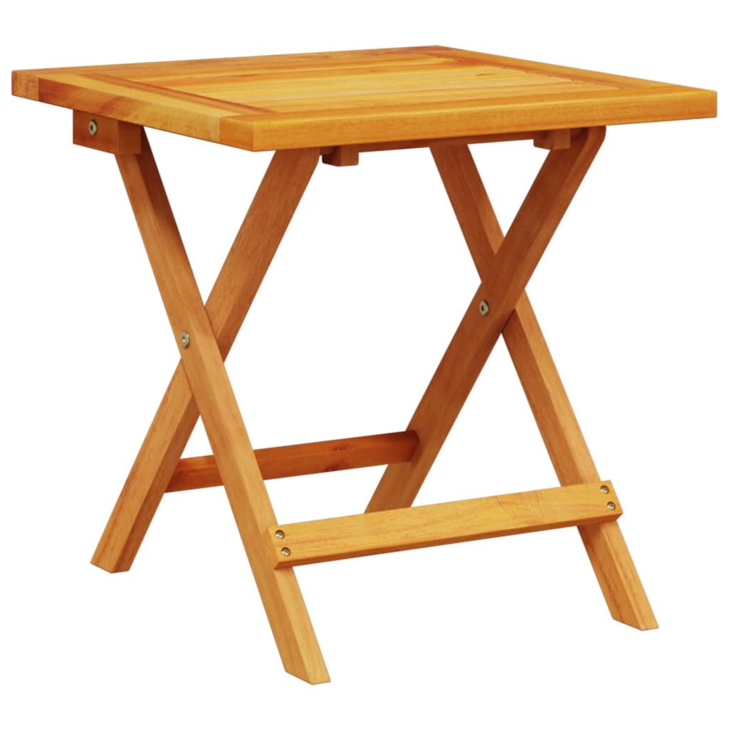 vidaXL Tumbona con mesa madera maciza de acacia y tela negra