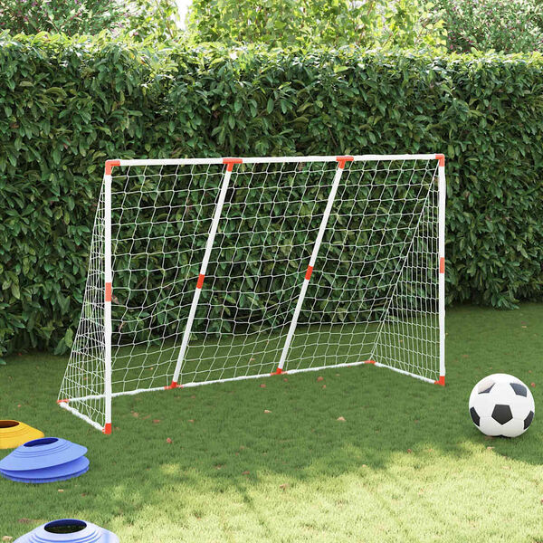 vidaXL Portería de fútbol con balones 2 en 1 blanco 184x64x124 cm