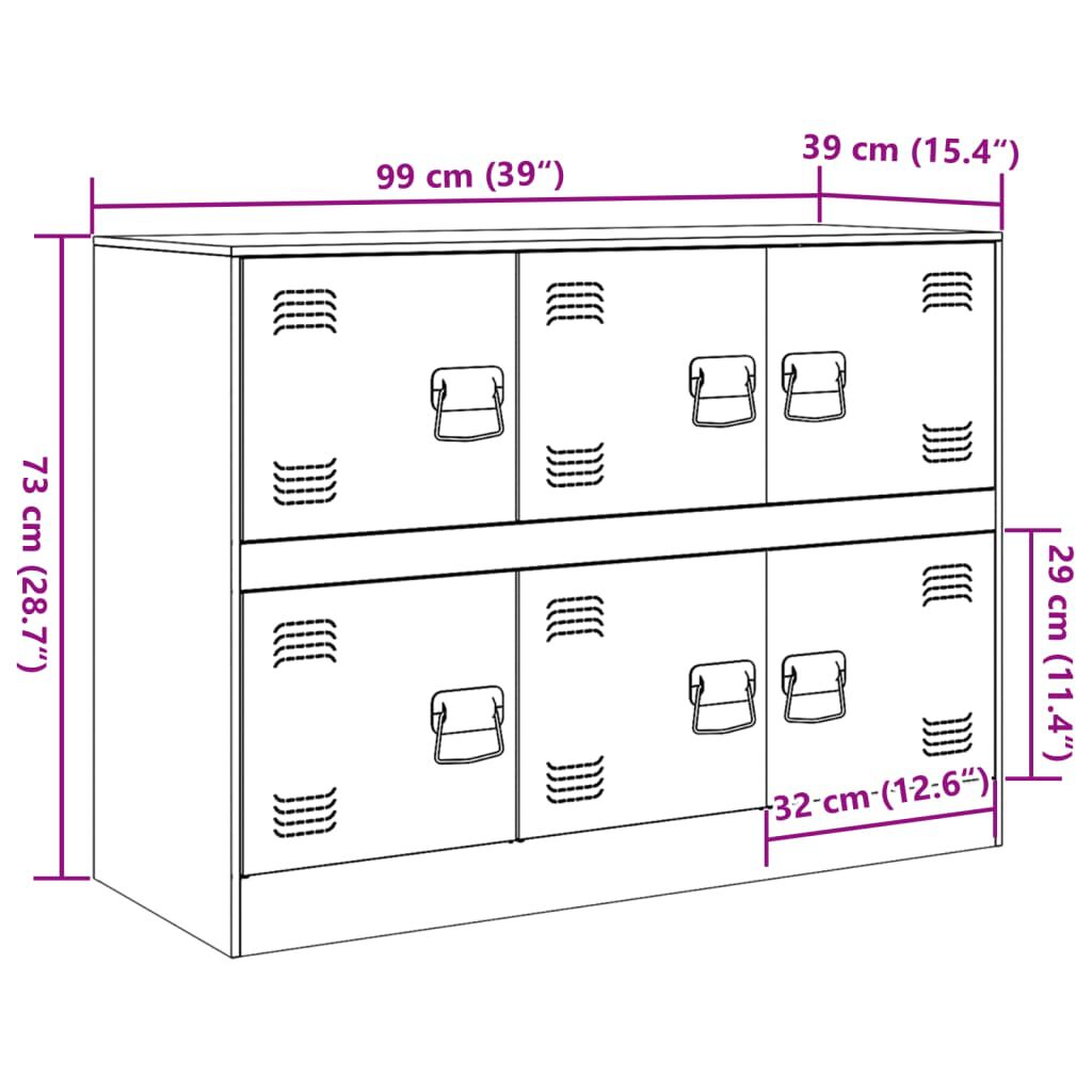 vidaXL Aparador de acero rosa 99x39x73 cm