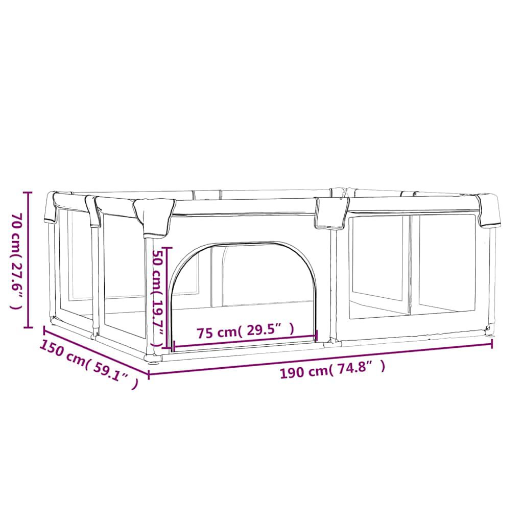 vidaXL Parque para bebés con 2 puertas tela Oxford gris claro