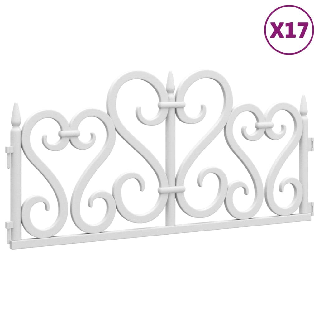 vidaXL Borduras de jardín 17 unidades PP blanco 10 m