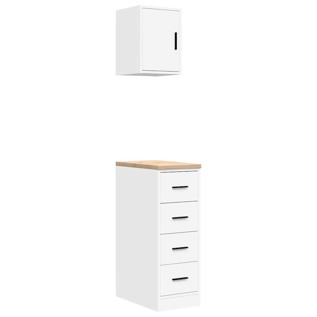 vidaXL Armarios 2 uds para garaje madera de ingeniería blanco