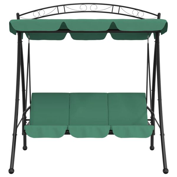vidaXL Banco columpio de jardín con dosel tela y acero verde 198 cm