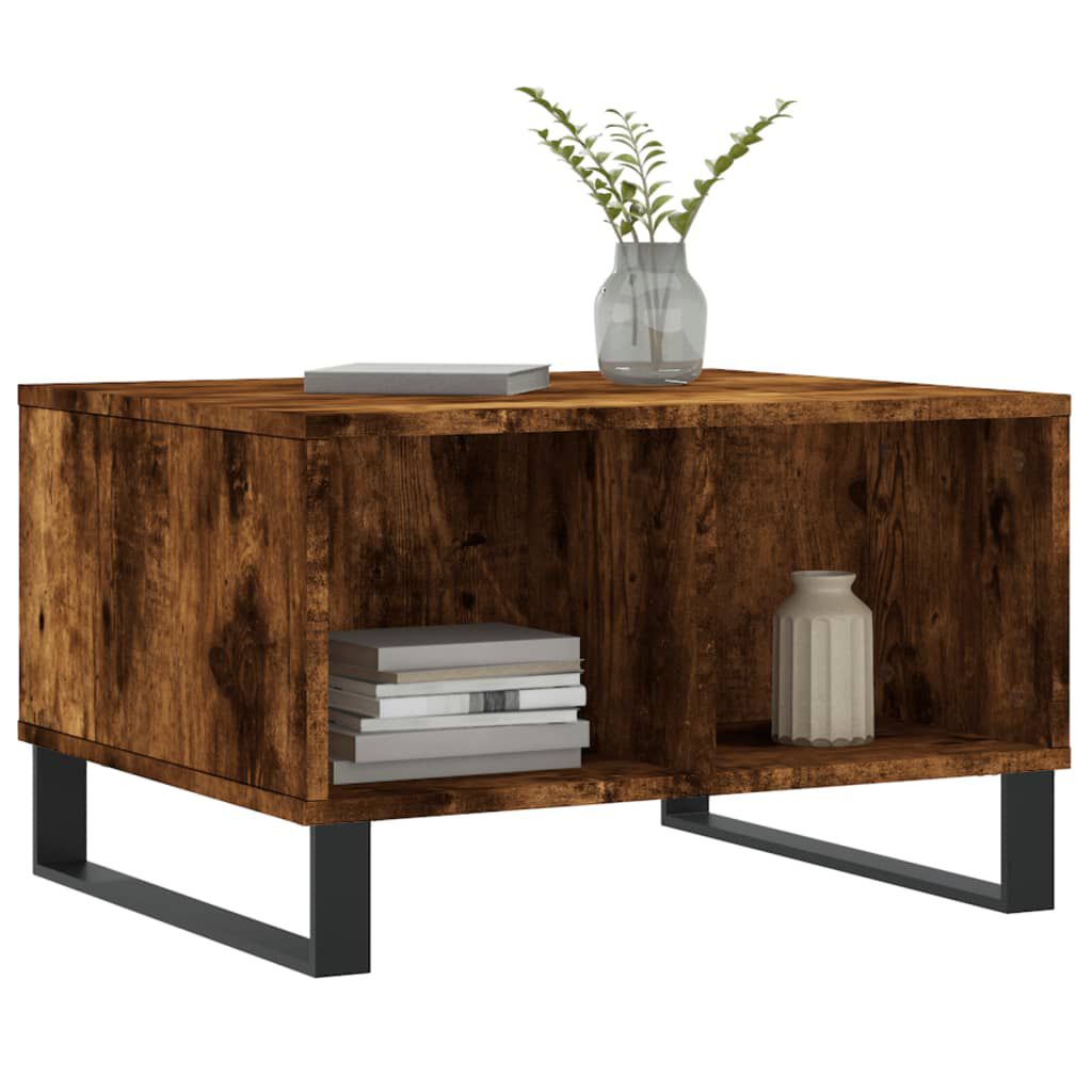 vidaXL Mesa de centro madera contrachapada roble ahumado 60x50x36,5 cm