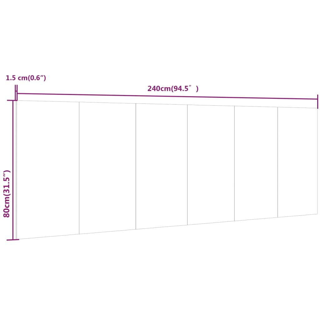 vidaXL Cabecero pared madera contrachapada roble ahumado 240x1,5x80 cm