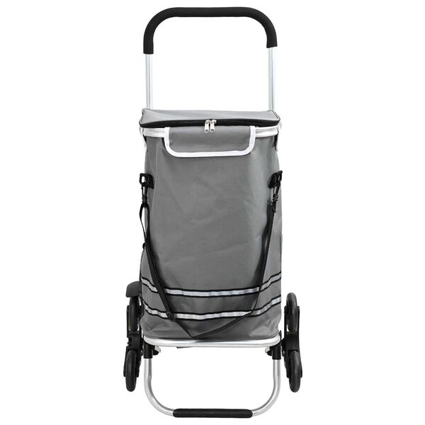vidaXL Carrito de la compra con ruedas y asa ajustable gris 40 L