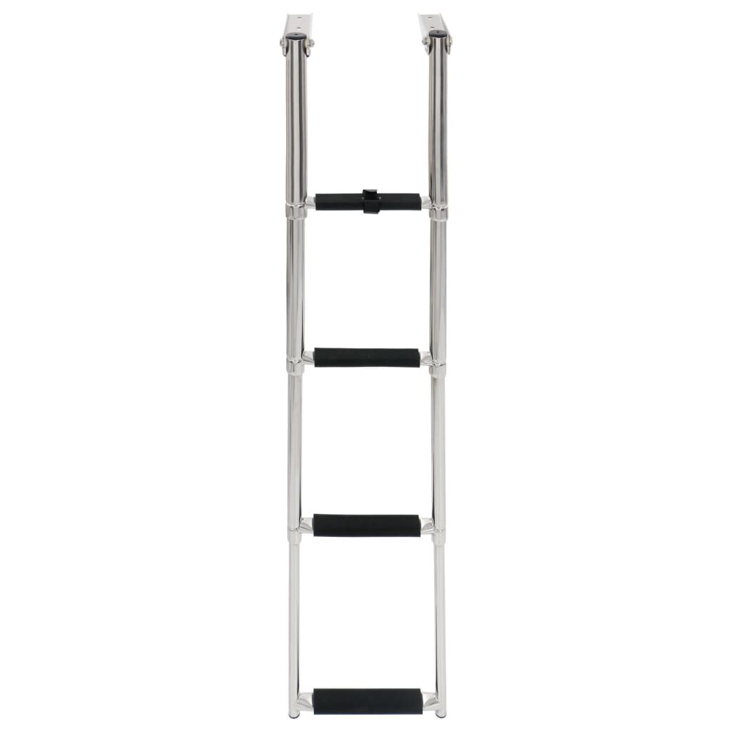 vidaXL Escalera de embarque plegable 4 peldaños acero inoxidable
