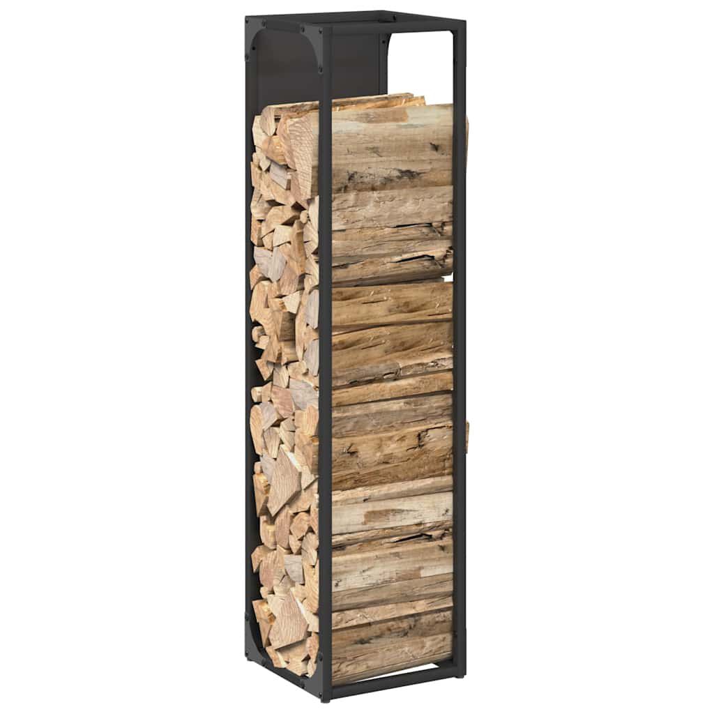 vidaXL Leñero negro 25x25x100 cm Acero laminado en frío