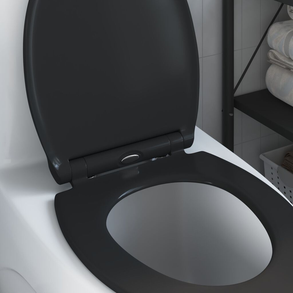 Asiento de Inodoro de Liberación Rápida vidaXL con Cierre Suave Duroplast Negro