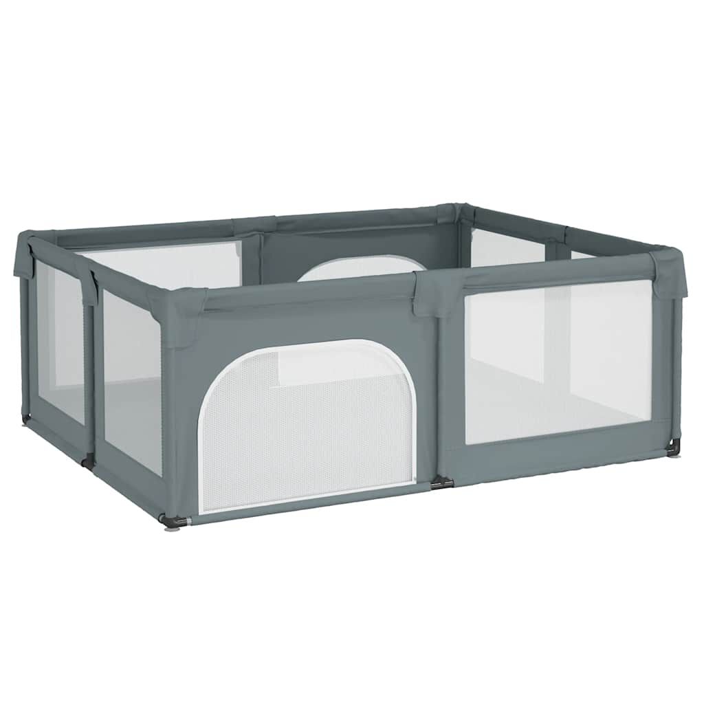 vidaXL Parque para bebés con 2 puertas tela Oxford gris claro