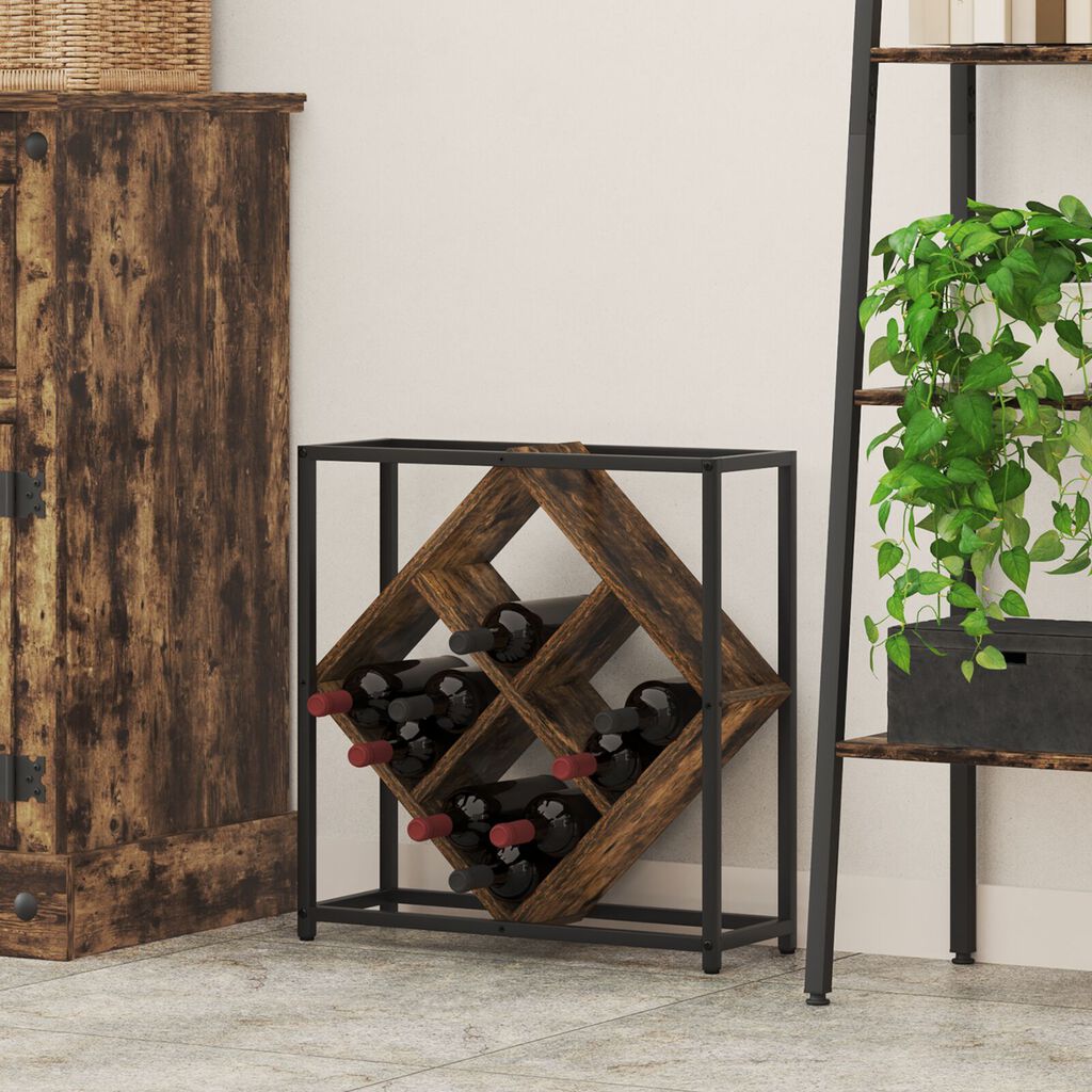 vidaXL Estante para Vino de Roble Ahumado 51x18x52,5 cm de Madera Contrachapada