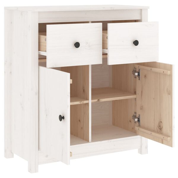 vidaXL Aparador de madera maciza de pino blanco 70x35x80 cm