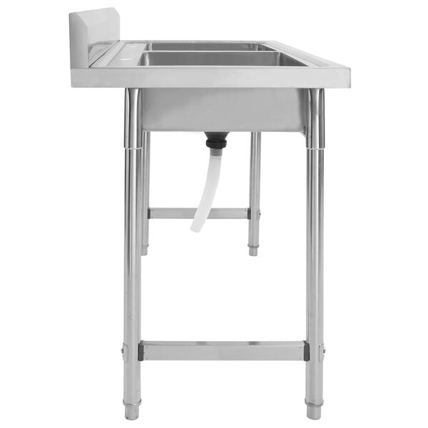 vidaXL Fregadero de cocina con doble seno acero inoxidable