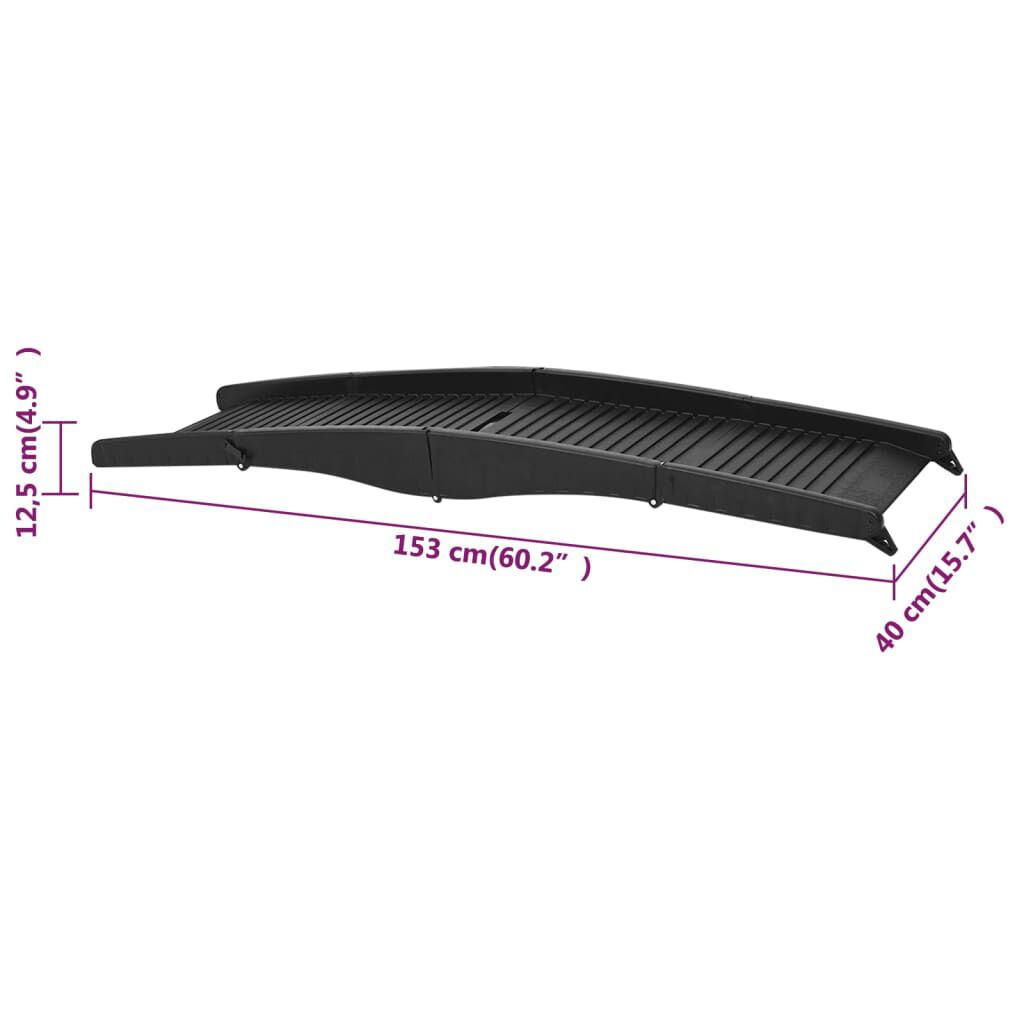 vidaXL Rampa plegable para perros plástico negro 153x40x12,5 cm