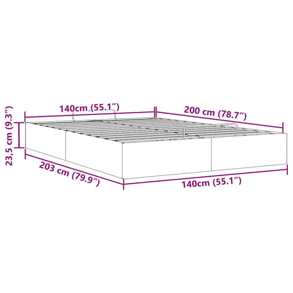 vidaXL Estructura cama otomana sin colchón terciopelo negro 140x200cm