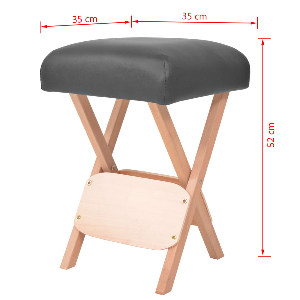 vidaXL Taburete de masaje plegable con asiento 12 cm de grosor negro