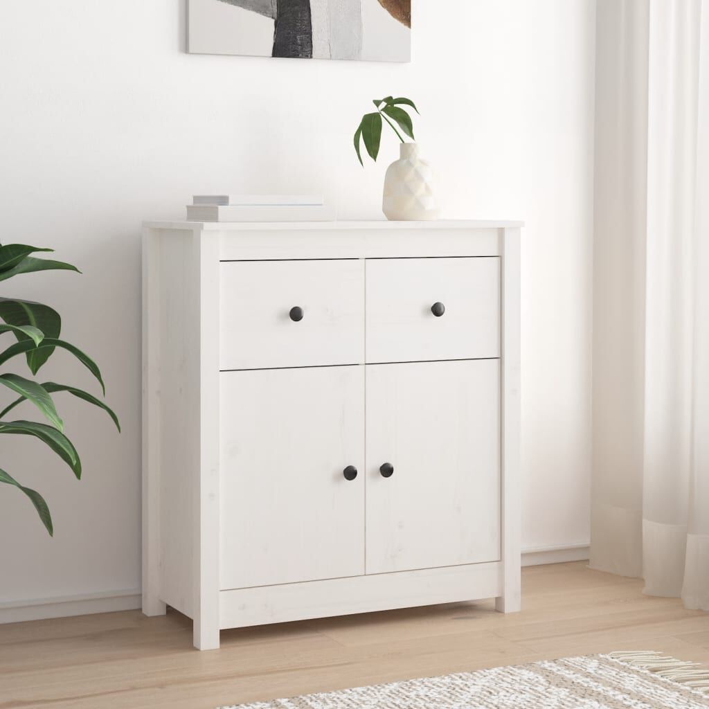 vidaXL Aparador de madera maciza de pino blanco 70x35x80 cm
